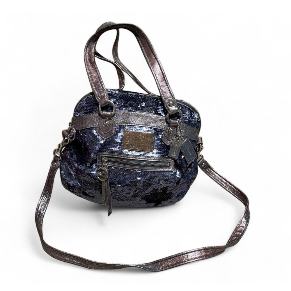 Coach Poppy Spotlight Sequin Glam Tote Shoulder‎ Crossbody Bag Metallic Y2K